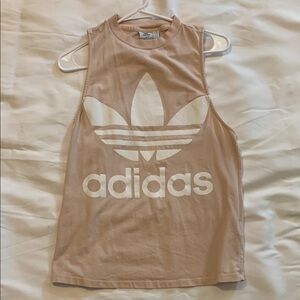 Adidas Beige Sleeveless Tank with White Logo